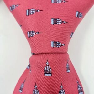 Vineyard Vines Mens Silk Tie Pink Sagamore Resort Cupola Geometric Hand Made USA